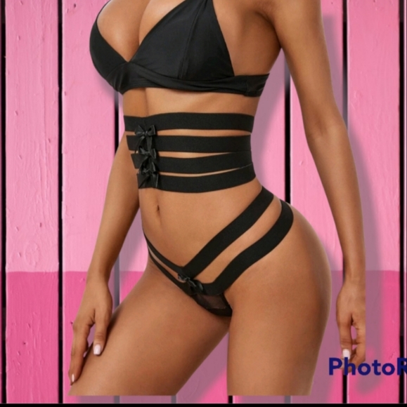 2 piece strappy waist cincher and matching thong - Picture 6 of 11